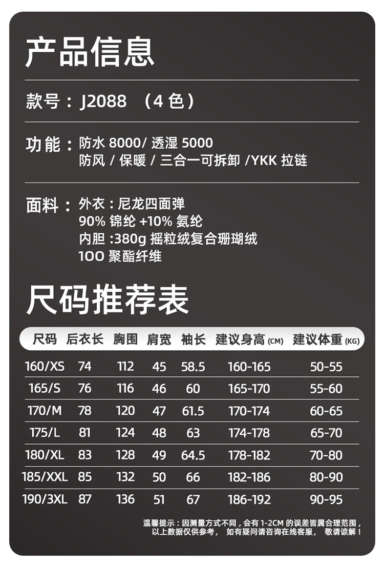 沖鋒衣產品信息